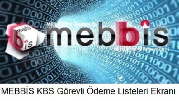 MEBBİS KBS Görevli Ödeme Listeleri Ekranı